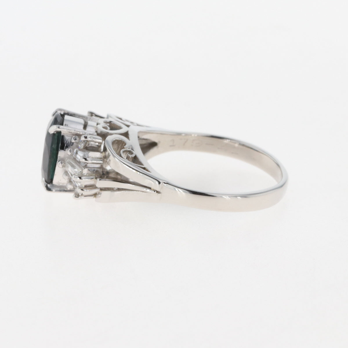バイセル公式】サファイア デザインリング プラチナ 指輪 メレダイヤ 