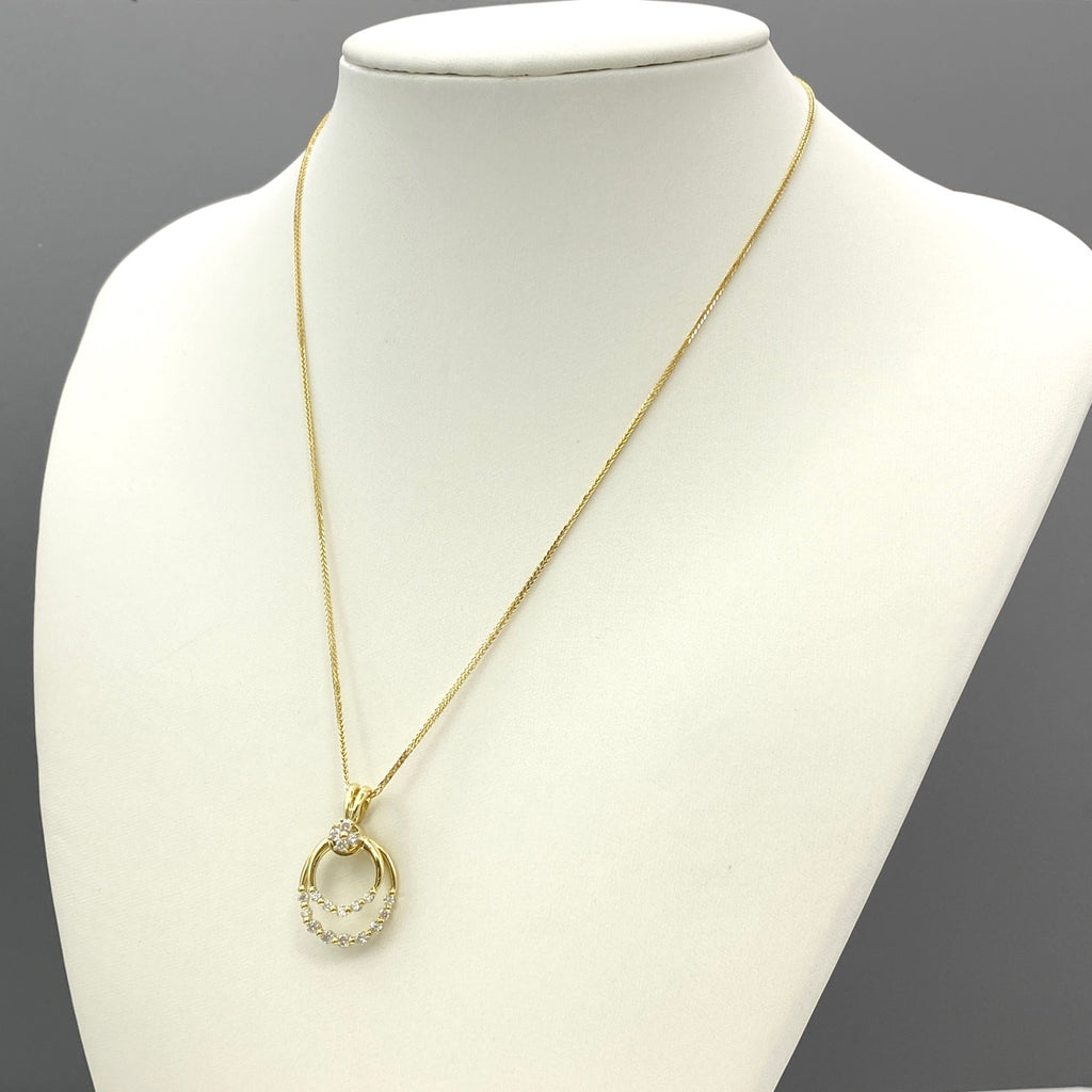 メレダイヤ デザインネックレス YG イエローゴールド ペンダント ネックレス K18 750 ダイヤモンド レディース 【中古】nbjwl