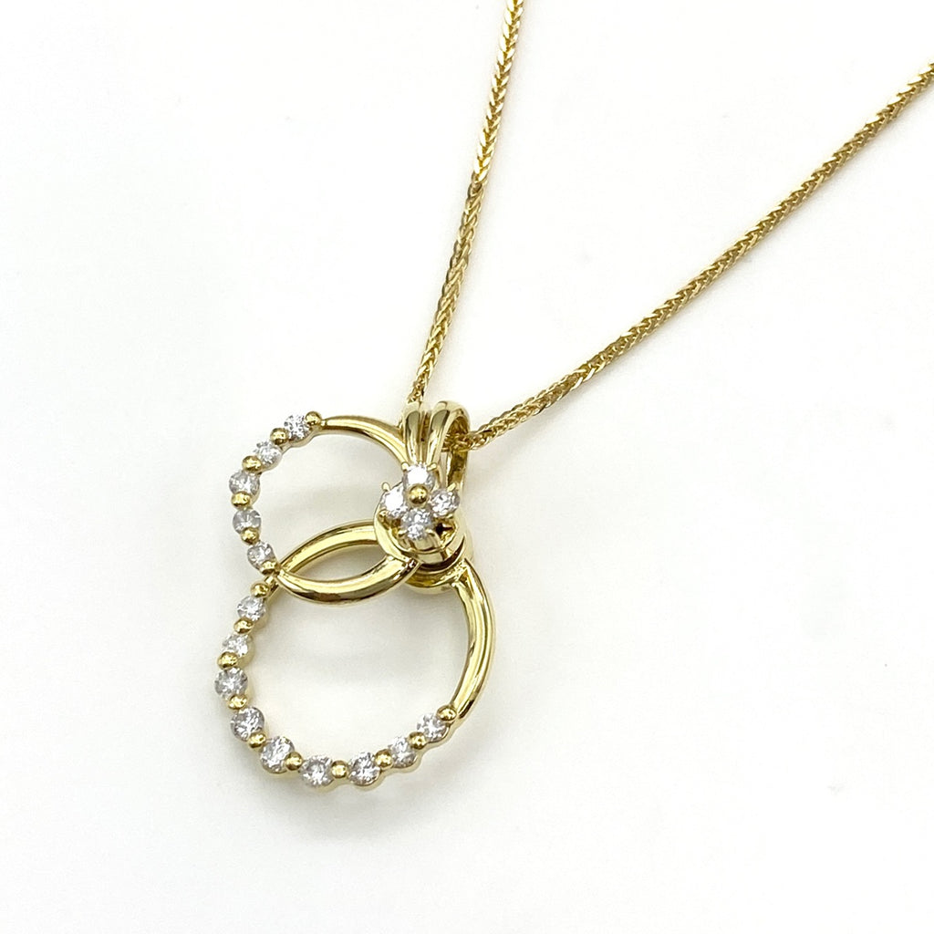 メレダイヤ デザインネックレス YG イエローゴールド ペンダント ネックレス K18 750 ダイヤモンド レディース 【中古】nbjwl