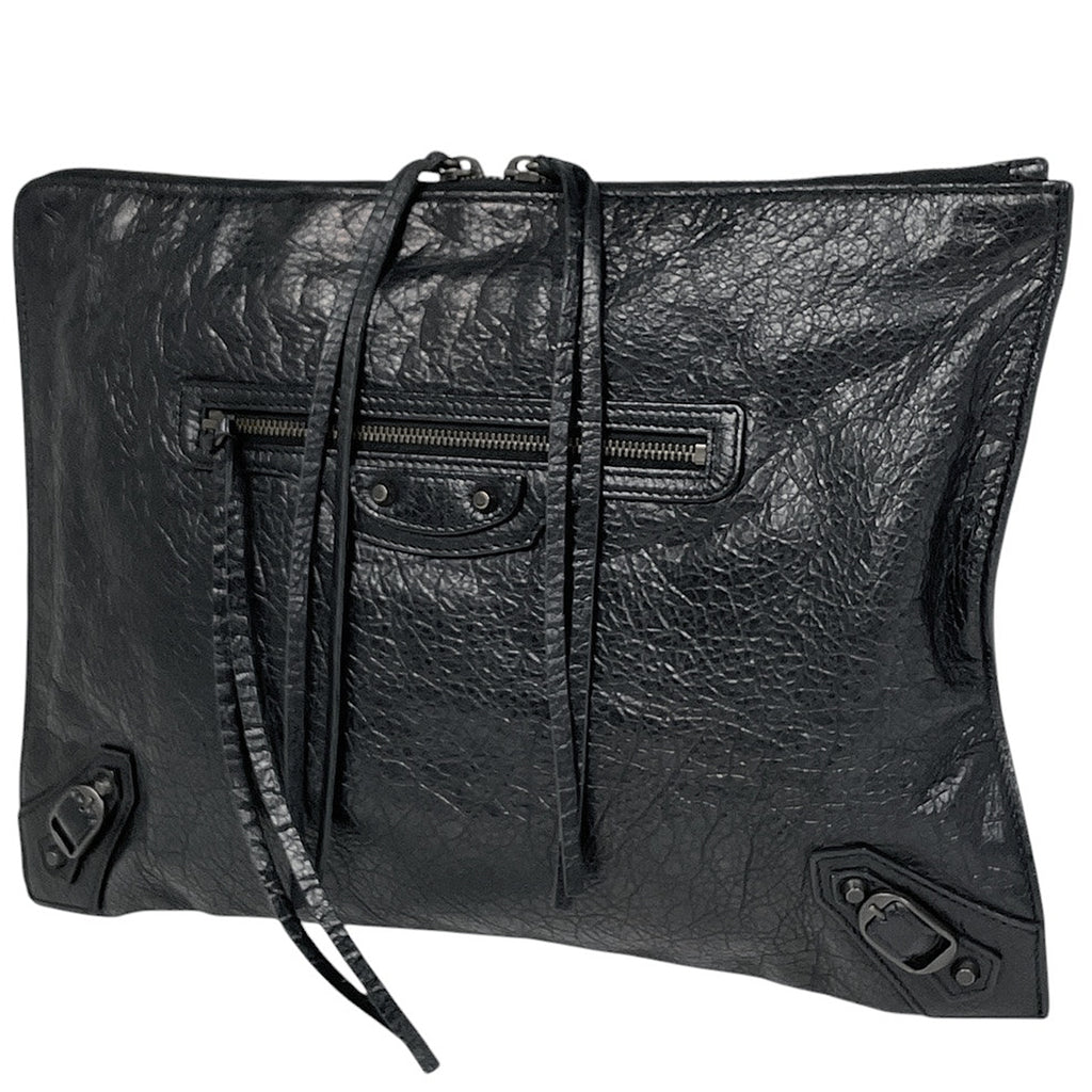 バレンシアガ ロゴ クラッチバッグ セカンドバッグ クラッチバッグ レザー ブラック 362967 レディース 【中古】brbag