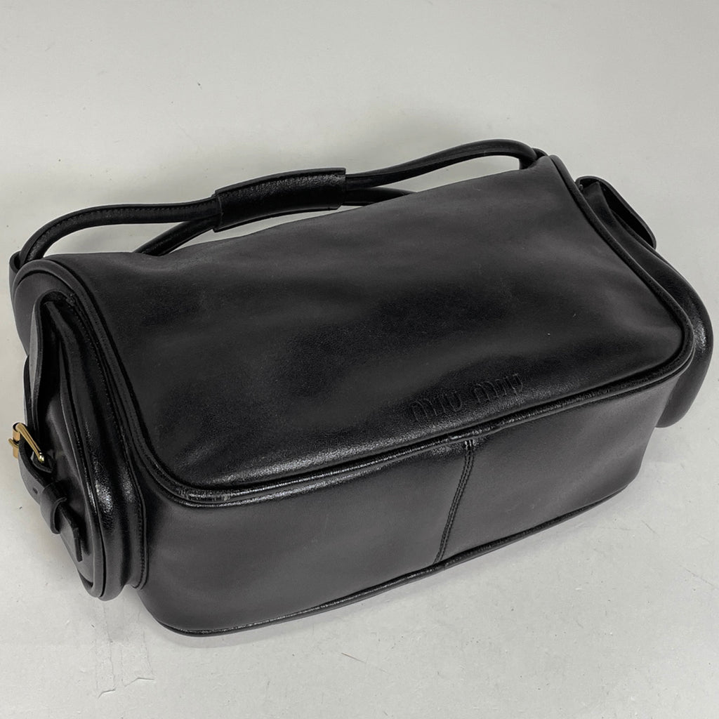 ミュウ ミュウ ロゴ ハンドバッグ ショルダーバッグ ハンドバッグ レザー ブラック レディース 【中古】brbag