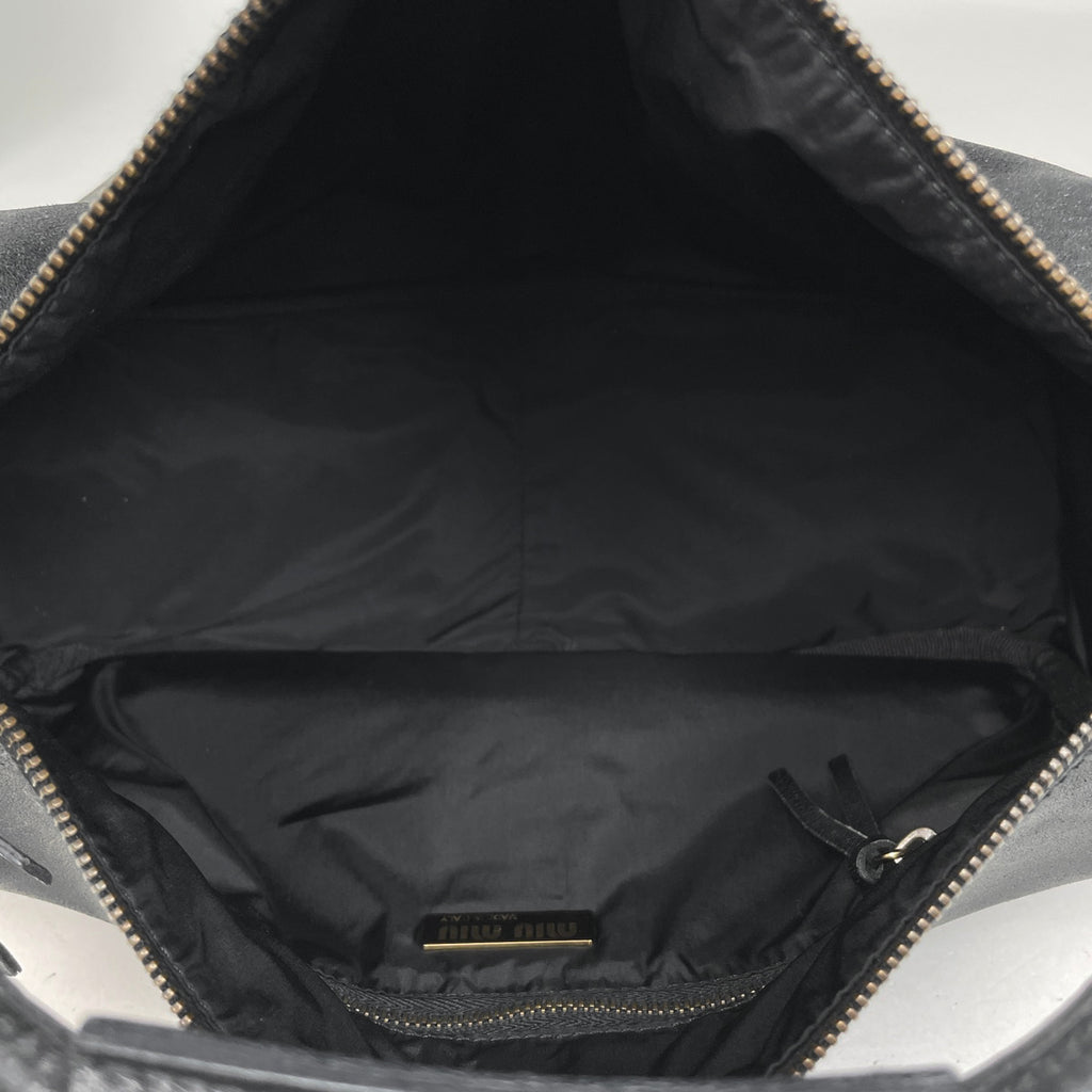ミュウ ミュウ ロゴ ハンドバッグ ショルダーバッグ ハンドバッグ レザー ブラック レディース 【中古】brbag