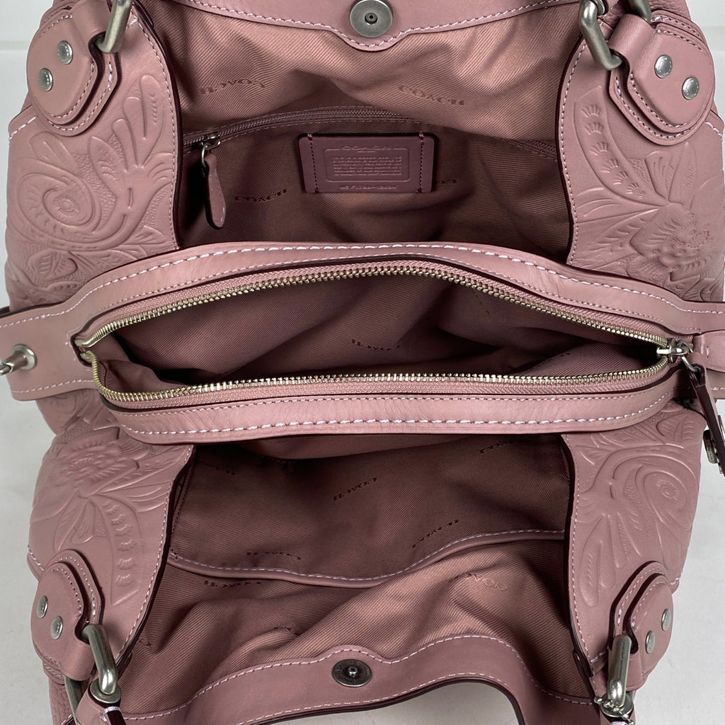 コーチ イーディー ショルダー バッグ フラワー 花柄 トートバッグ レザー ピンク 12034 レディース 【中古】 brbag