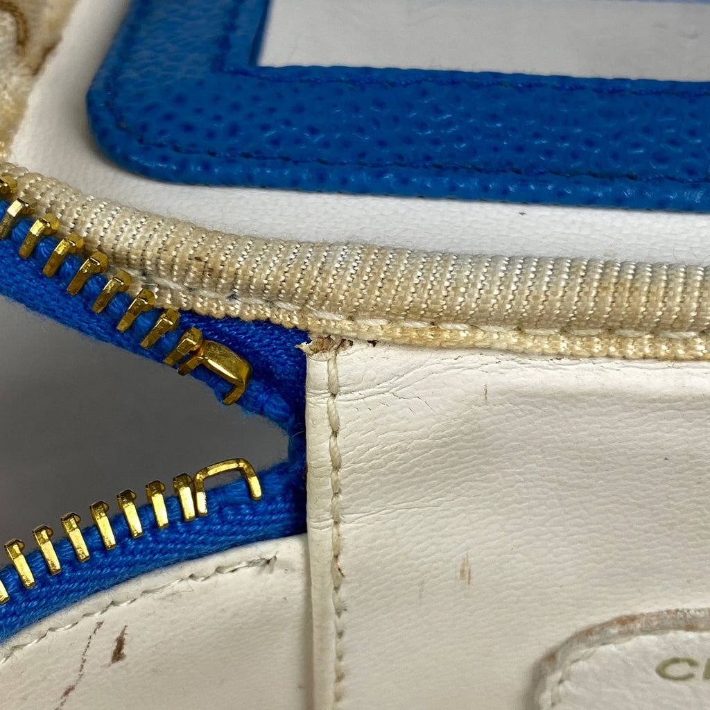 シャネル ココマーク バニティバッグ メイク 小物入れ ミニ 化粧ポーチ キャビアスキン ブルー レディース 【中古】brbag