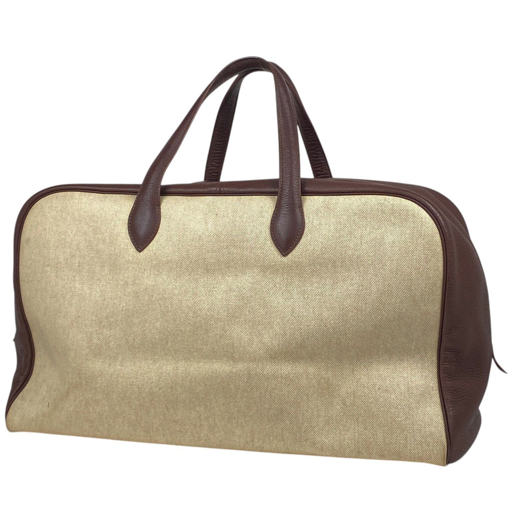 エルメス ヴィクトリア 50 旅行 ハンドバッグ ボストンバッグ トワルアッシュ ブラウン D レディース 【中古】brbag