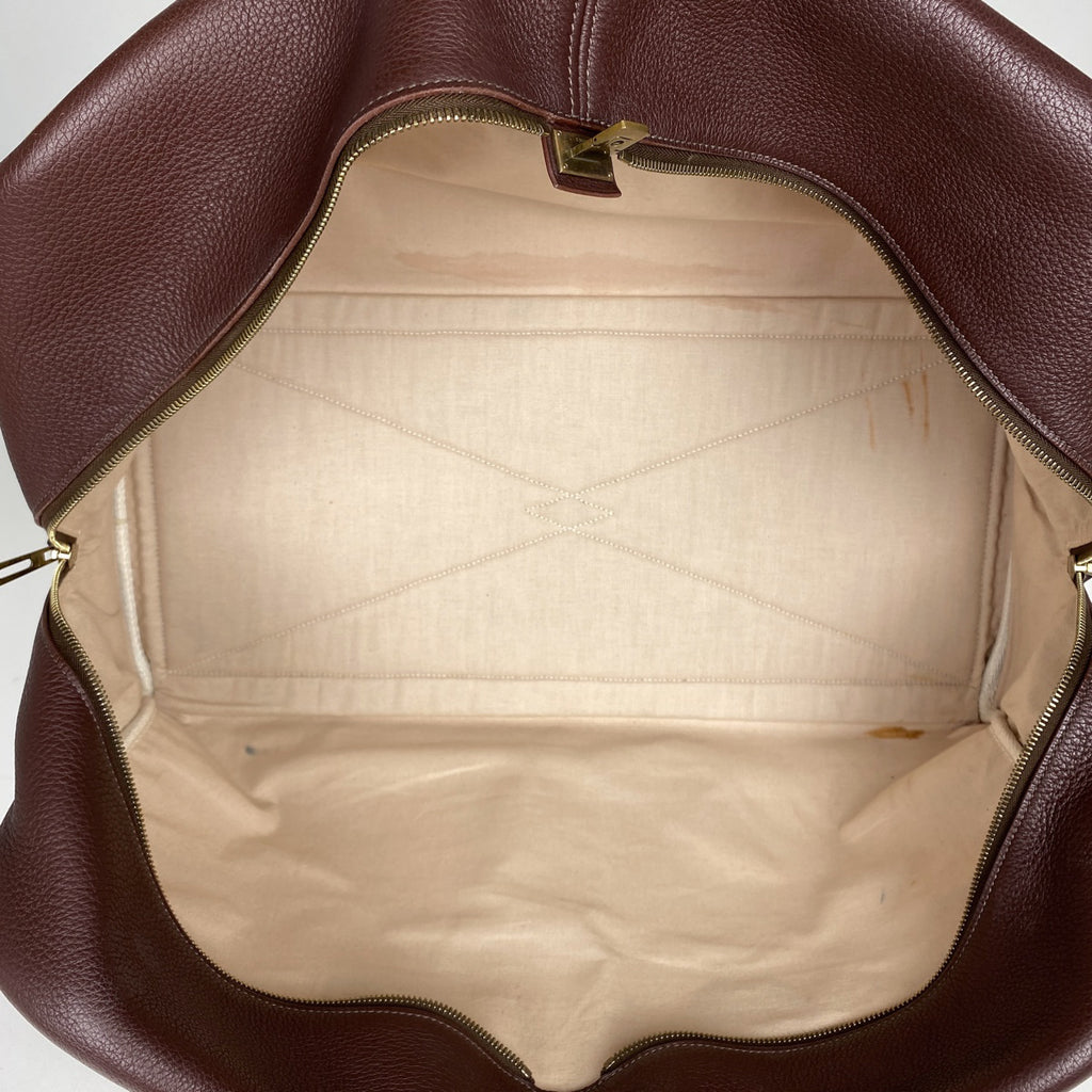 エルメス ヴィクトリア 50 旅行 ハンドバッグ ボストンバッグ トワルアッシュ ブラウン D レディース 【中古】brbag