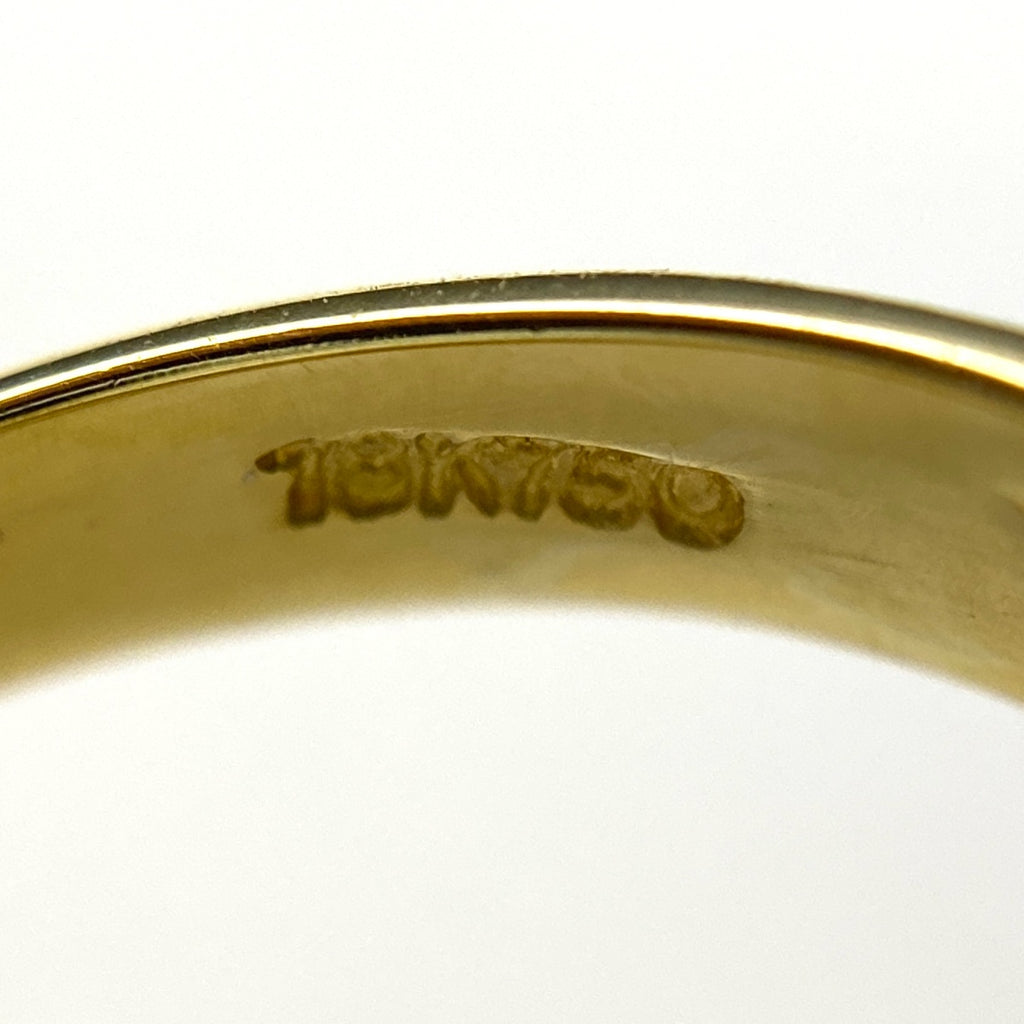 エメラルド デザインリング YG イエローゴールド 指輪 リング ８号 K18 750 ダイヤモンド レディース 【中古】nbjwl