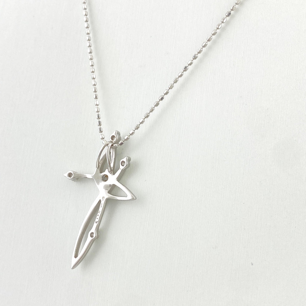 メレダイヤ デザインネックレス WG ホワイトゴールド ペンダント ネックレス K18 WG ダイヤモンド レディース 【中古】nbjwl