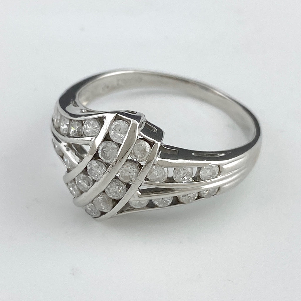 メレダイヤ デザインリング プラチナ 指輪 リング 15.5号 Pt850 ダイヤモンド レディース 【中古】 
 ラッピング可