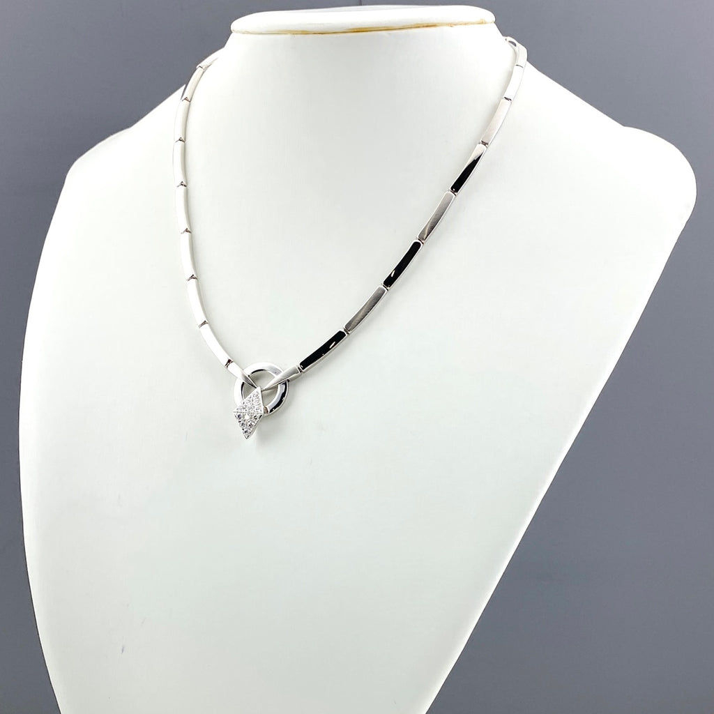 ジュネ メレダイヤ デザインネックレス WG ホワイトゴールド ペンダント スイング ネックレス 750 WG ダイヤモンド レディース 【中古】brjwl