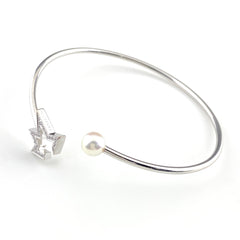 タサキ コメットプラス バングル 腕輪 パール 真珠 メレダイヤ ブレスレット 750 パール ダイヤモンド レディース 【中古】brjwl