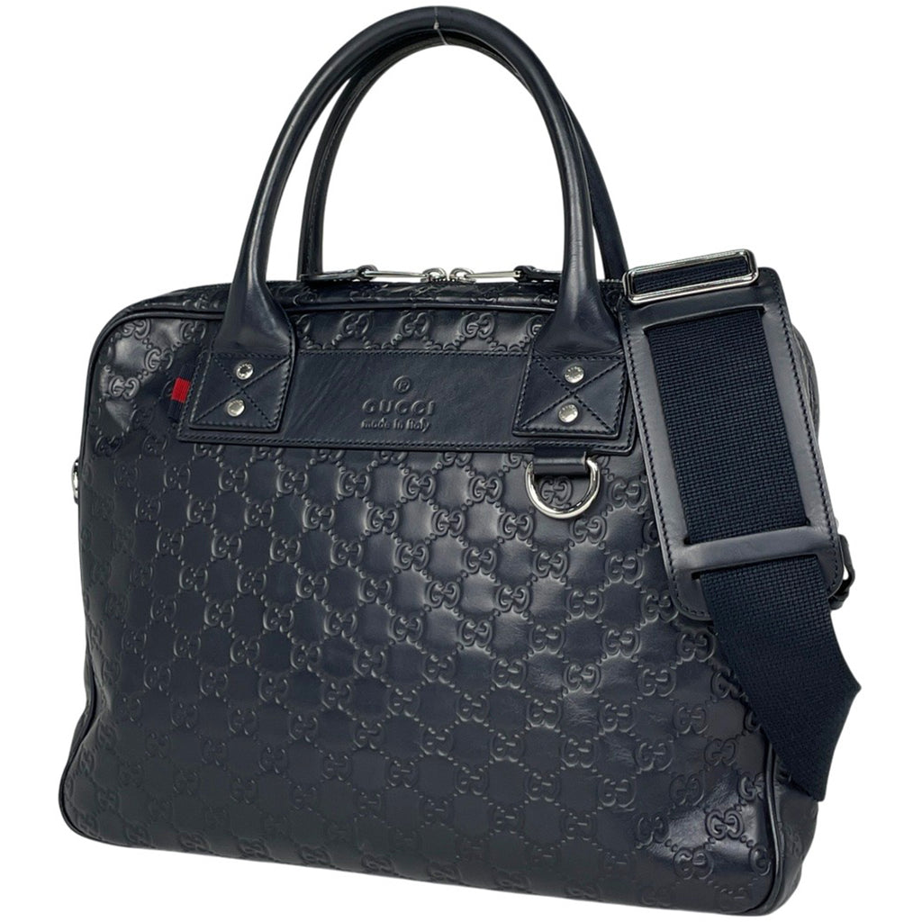 グッチ グッチシマ ビジネスバッグ ロゴ 2WAY ショルダーバッグ ブリーフケース ビジネスバッグ シマレザー ネイビー 328937 メンズ 【中古】brbag