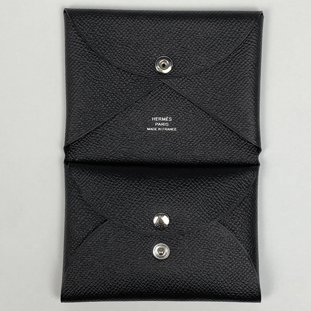 エルメス カルヴィ デュオ カードケース コインケース ヴォーエプソン ブラック レディース 【中古】brbag