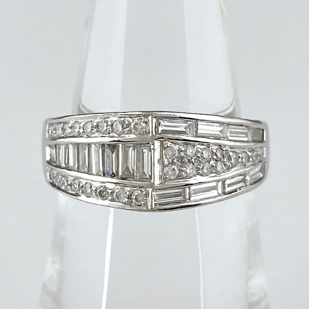 メレダイヤ デザインリング プラチナ 指輪 リング 14号 Pt900 ダイヤモンド レディース 【中古】 , ラッピング可