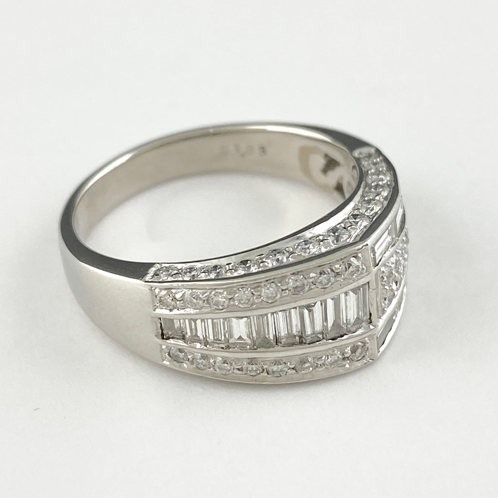 メレダイヤ デザインリング プラチナ 指輪 リング 14号 Pt900 ダイヤモンド レディース 【中古】 , ラッピング可