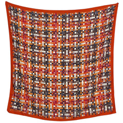 エルメス カレ 140 BOLDUC AU CARRE ショール 大判 スカーフ スカーフ カシミヤ シルク オレンジ マルチカラー レディース 【中古】brbag