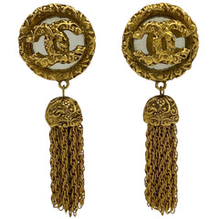 シャネル ココマーク フリンジ イヤリング スイング タッセル ミラー 鏡 イヤリング GP ゴールド レディース 【中古】bracc