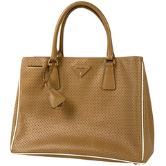 プラダ ロゴプレート ハンドバッグ 手提げ パンチング ハンドバッグ レザー ブラウン BN1875 レディース 【中古】 brbag