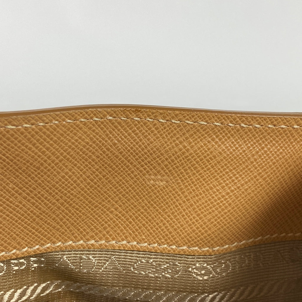 プラダ ロゴプレート ハンドバッグ 手提げ パンチング ハンドバッグ レザー ブラウン BN1875 レディース 【中古】 brbag
