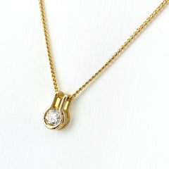 ダイヤモンド デザインネックレス YG イエローゴールド ペンダント ネックレス K18 ダイヤモンド レディース 【中古】nbjwl