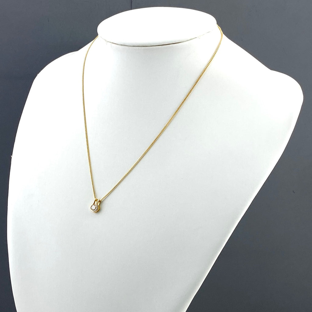 ダイヤモンド デザインネックレス YG イエローゴールド ペンダント ネックレス K18 ダイヤモンド レディース 【中古】nbjwl