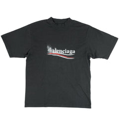 バレンシアガ POLITICAL STENCIL Tシャツ ミディアムフィット ヴィンテージジャージー トップス 半袖Ｔシャツ コットン ブラック メンズ 【中古】brapp