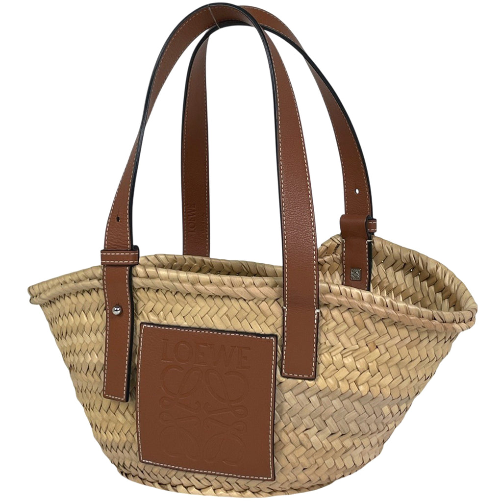 ロエベ バスケットバッグ かごバッグ アナグラム ヤシの葉 ハンドバッグ ラフィア ナチュラル 【中古】brbag