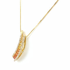 サファイア デザインネックレス YG イエローゴールド ペンダント ネックレス K18 サファイア ダイヤモンド レディース 【中古】nbjwl