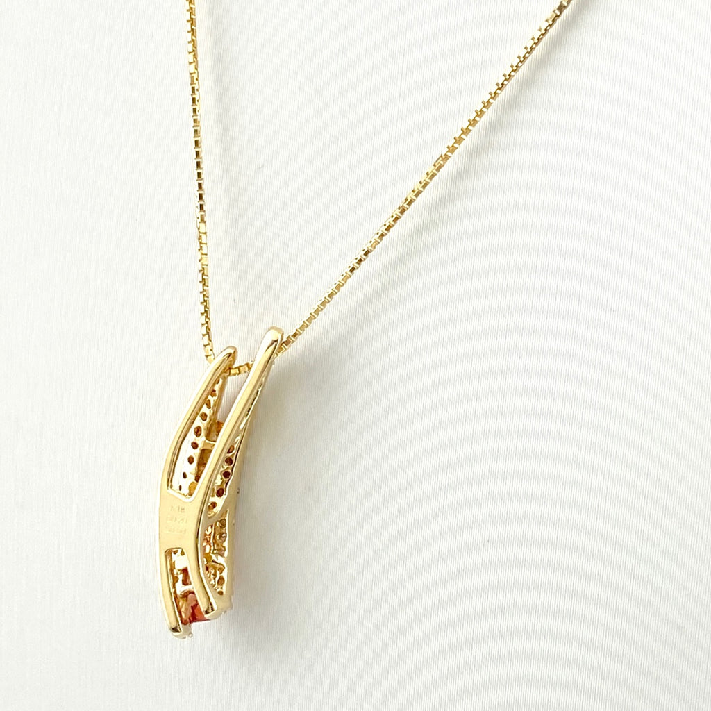 サファイア デザインネックレス YG イエローゴールド ペンダント ネックレス K18 サファイア ダイヤモンド レディース 【中古】nbjwl