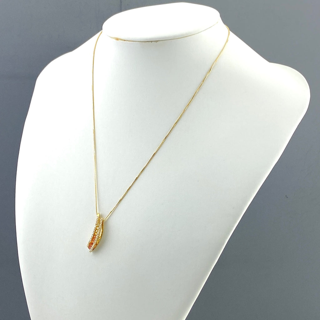 サファイア デザインネックレス YG イエローゴールド ペンダント ネックレス K18 サファイア ダイヤモンド レディース 【中古】nbjwl