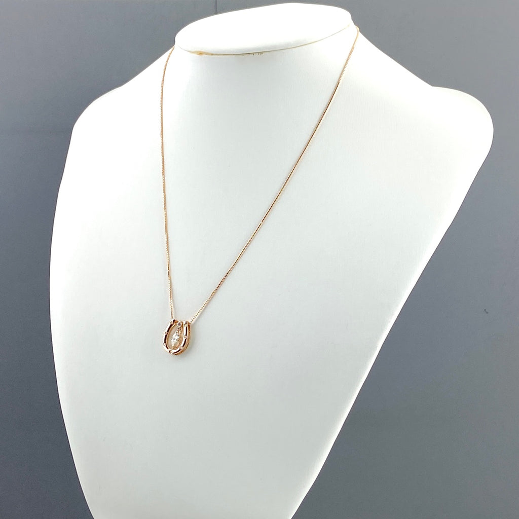 ダイヤモンド デザインネックレス PG ピンクゴールド ペンダント メレダイヤ ネックレス K18 ダイヤモンド レディース 【中古】nbjwl