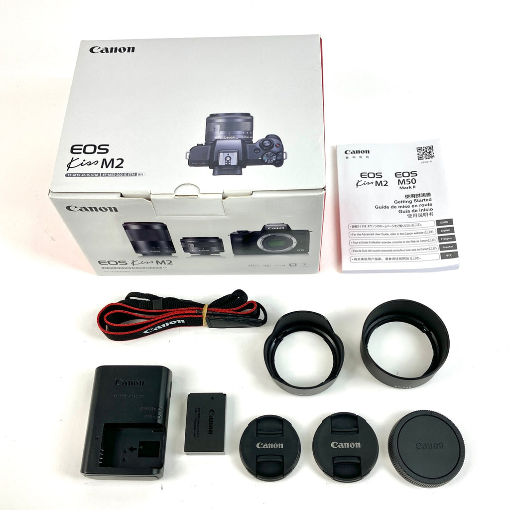 キヤノン Canon EOS Kiss M2 ダブルズームキット ブラック  デジタル ミラーレス 一眼カメラ 【中古】cambb