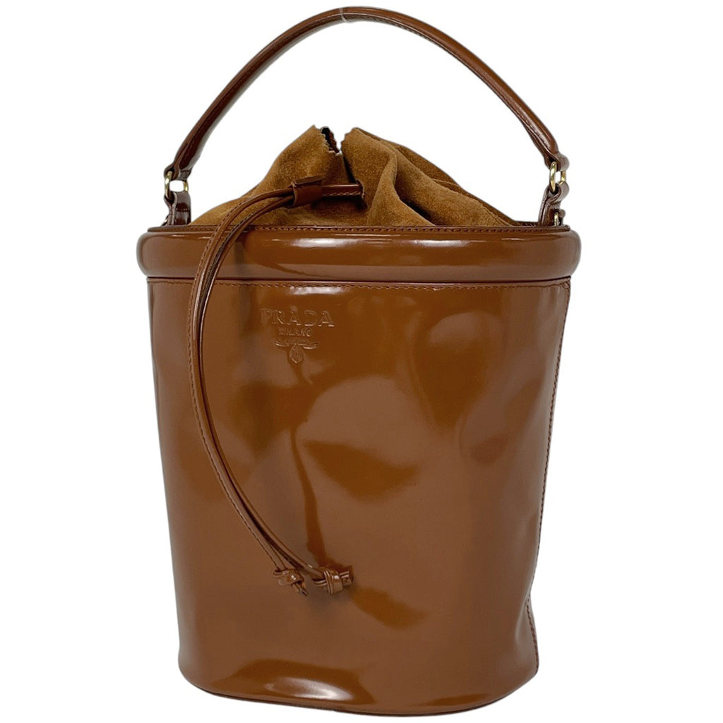 プラダ ロゴ ハンドバッグ 2WAY ショルダーバッグ 巾着型 ハンドバッグ レザー ブラウン レディース 【中古】brbag