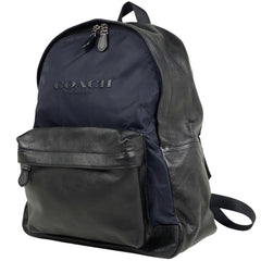 コーチ ロゴ リュックサック バックパック デイパック リュック レザー ブラック ネイビー F71674 メンズ 【中古】brbag