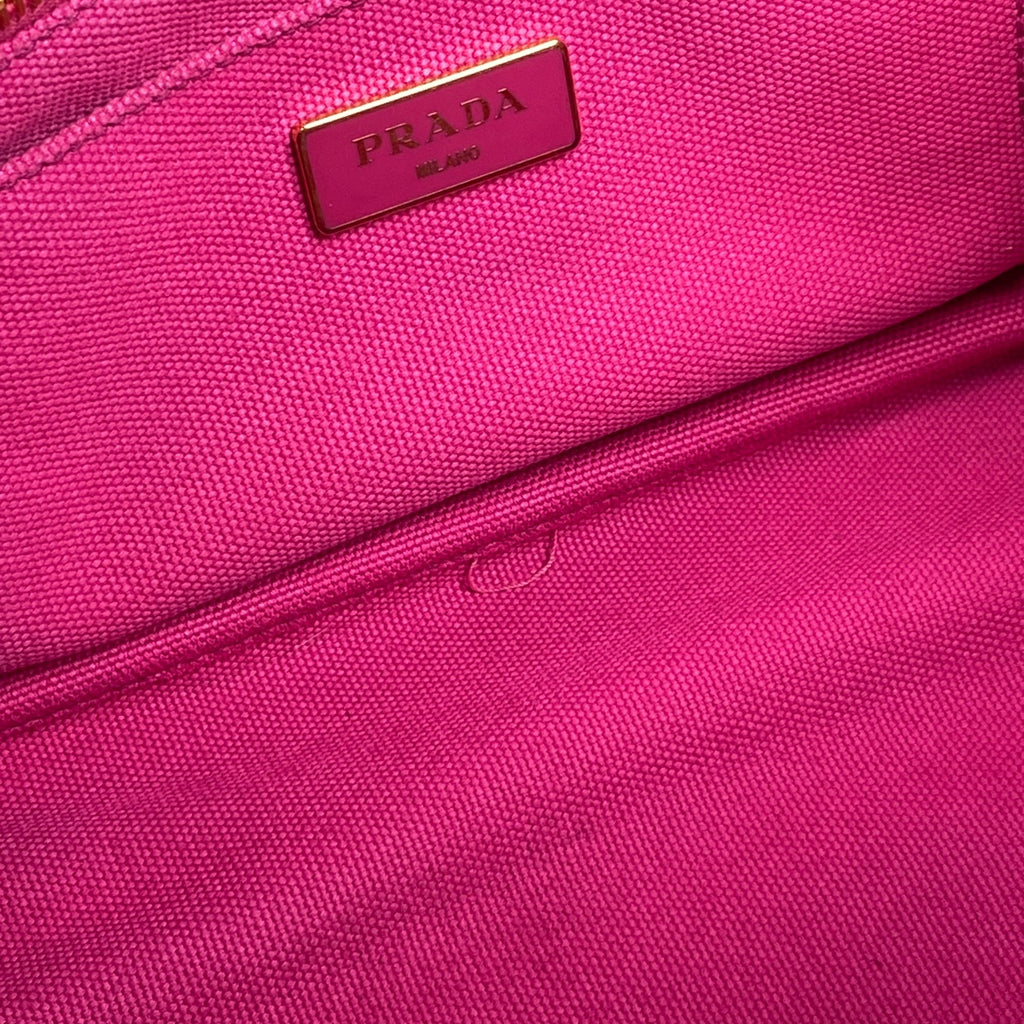 プラダ カナパ トート 2WAY ショルダーバッグ ハンドバッグ トートバッグ キャンバス ピンク レディース 【中古】brbag