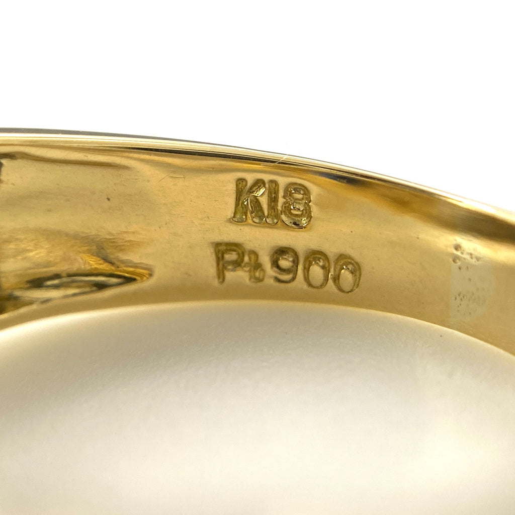 サファイア デザインリング YG イエローゴールド プラチナ 指輪 メレダイヤ ダイヤモンド リング 10.5号 K18 Pt900 サファイア レディース 【中古】nbjwl