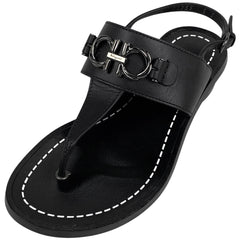 サルヴァトーレフェラガモ ダブルガンチーニ トングサンダル 靴 サンダル レザー ブラック レディース 【中古】brapp