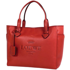 ロエベ ヘリテージ スモール トートバッグ ロゴ ハンドバッグ トートバッグ レザー レッド レディース 【中古】brbag