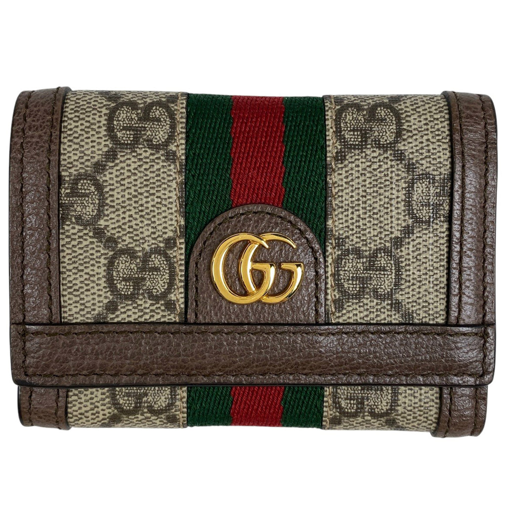 グッチ オフィディア GG 三つ折り 財布 ダブルG ウェブ シェリーライン 三つ折り財布 GGスプリーム ブラウン 644334 レディース 【中古】brbag