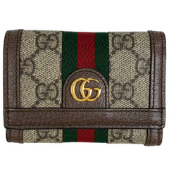 グッチ オフィディア GG 三つ折り 財布 ダブルG ウェブ シェリーライン 三つ折り財布 GGスプリーム ブラウン 644334 レディース 【中古】brbag
