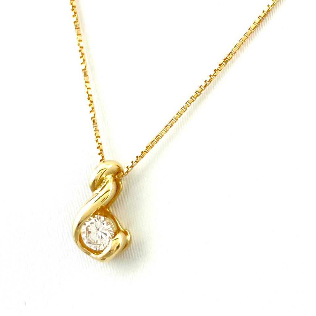 ダイヤモンド デザインネックレス YG イエローゴールド ペンダント ネックレス 750 K18 ダイヤモンド レディース 【中古】nbjwl
