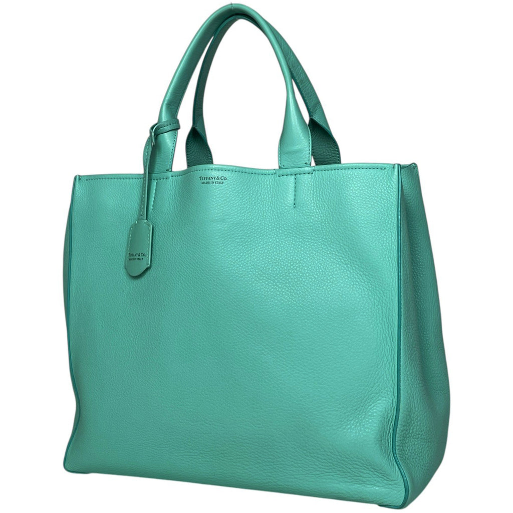 ティファニー ロゴ トートバッグ 2WAY ショルダーバッグ トートバッグ レザー ライトブルー レディース 【中古】brbag
