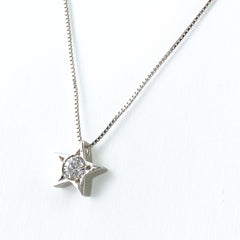 スターモチーフ デザインネックレス プラチナ ペンダント ネックレス Pt900 Pt850 ダイヤモンド レディース 【中古】nbjwl