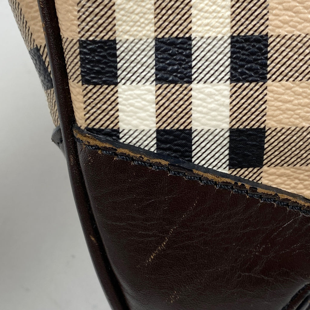バーバリー ロゴ ショルダーバッグ チェック柄 ノバチェック ショルダーバッグ コーティングキャンバス ベージュ ブラウン レディース 【中古】brbag