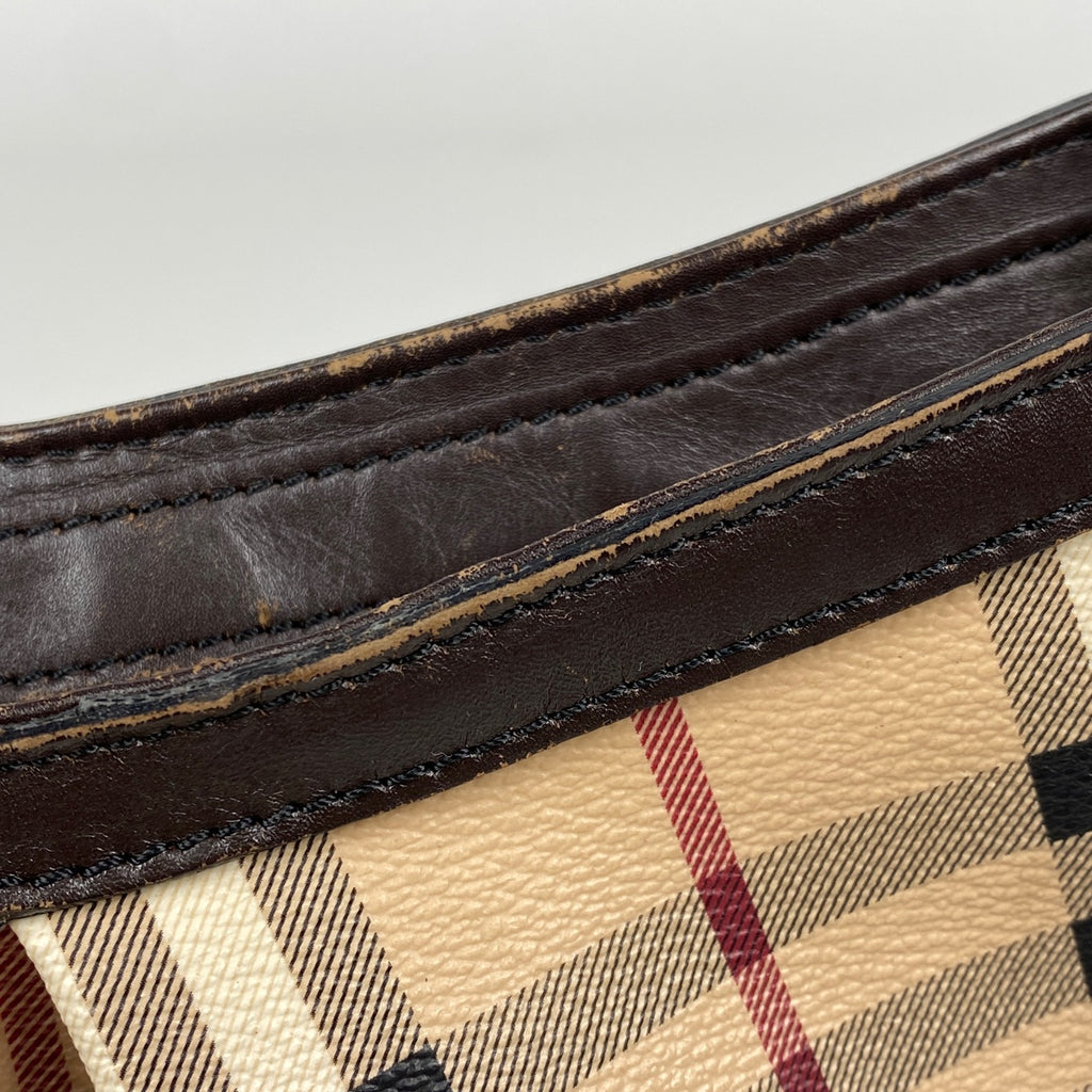 バーバリー ロゴ ショルダーバッグ チェック柄 ノバチェック ショルダーバッグ コーティングキャンバス ベージュ ブラウン レディース 【中古】brbag