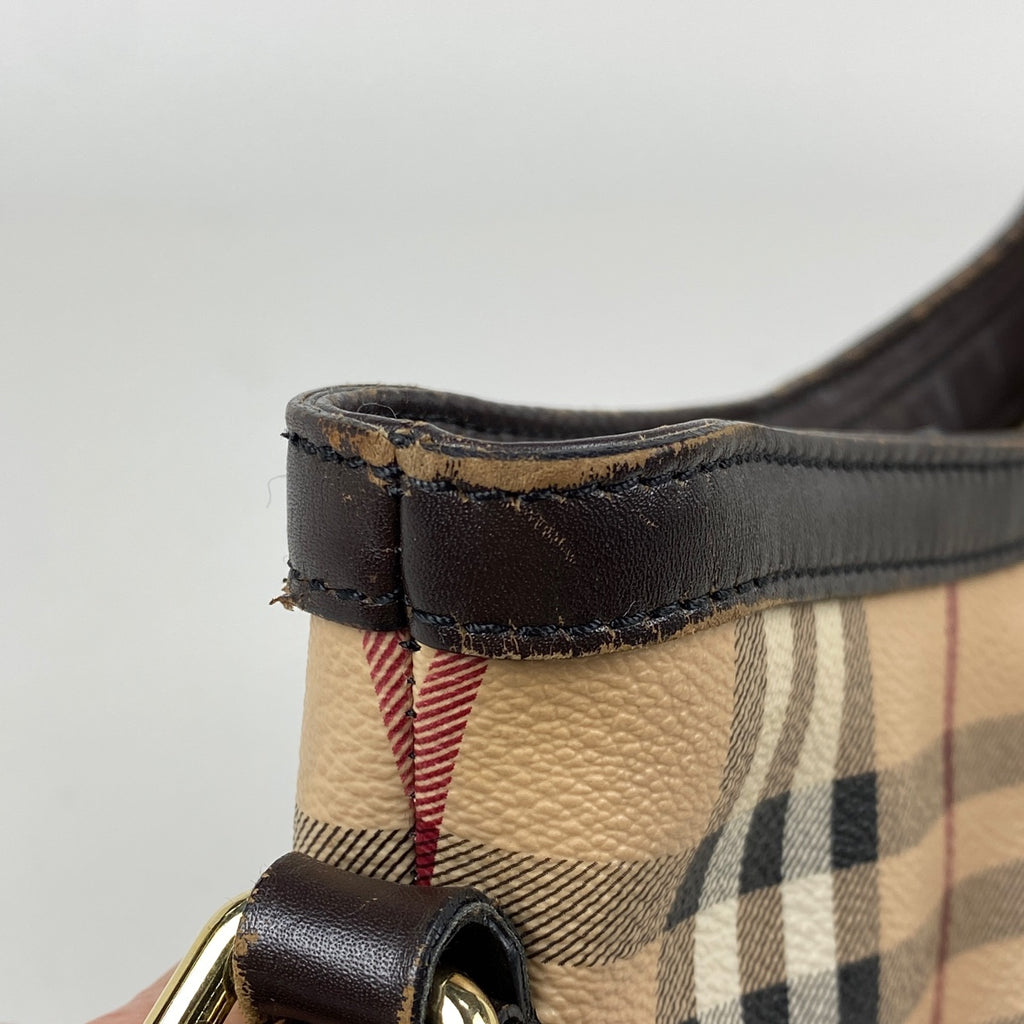 バーバリー ロゴ ショルダーバッグ チェック柄 ノバチェック ショルダーバッグ コーティングキャンバス ベージュ ブラウン レディース 【中古】brbag