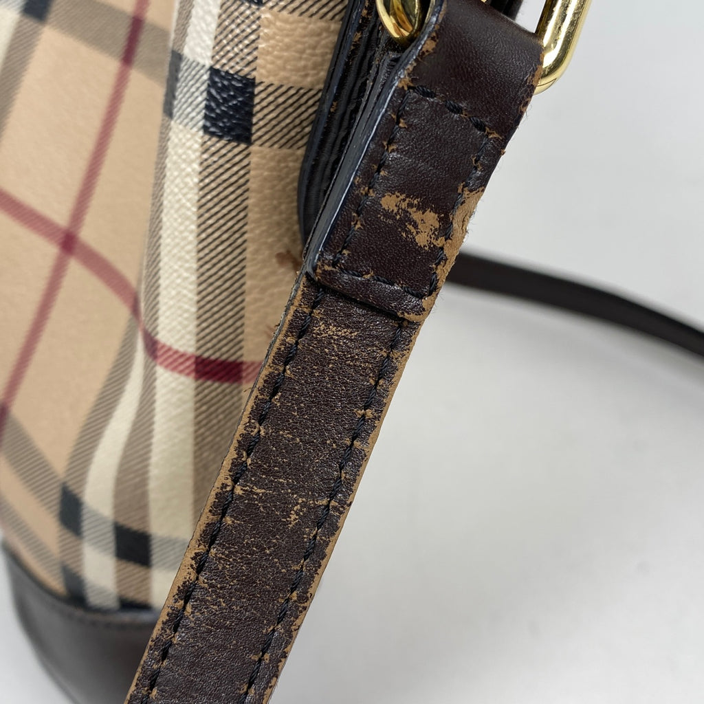 バーバリー ロゴ ショルダーバッグ チェック柄 ノバチェック ショルダーバッグ コーティングキャンバス ベージュ ブラウン レディース 【中古】brbag
