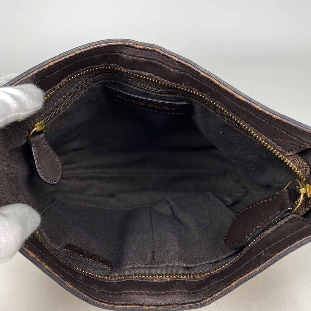 バーバリー ロゴ ショルダーバッグ チェック柄 ノバチェック ショルダーバッグ コーティングキャンバス ベージュ ブラウン レディース 【中古】brbag