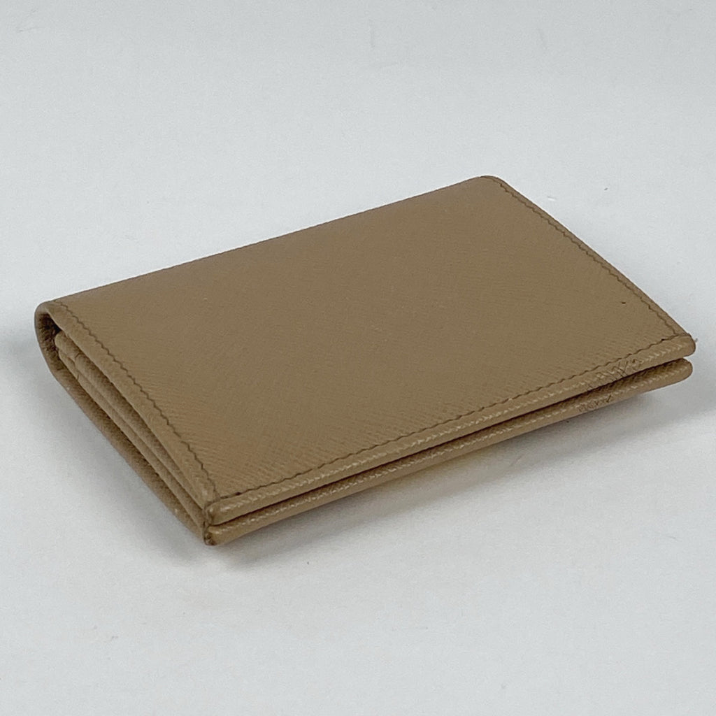 プラダ ロゴ カードケース リボン カード入れ カードケース サフィアーノレザー ベージュ レディース 【中古】brbag