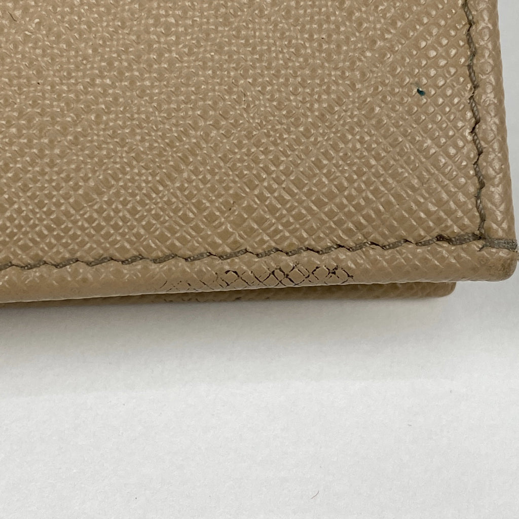 プラダ ロゴ カードケース リボン カード入れ カードケース サフィアーノレザー ベージュ レディース 【中古】brbag